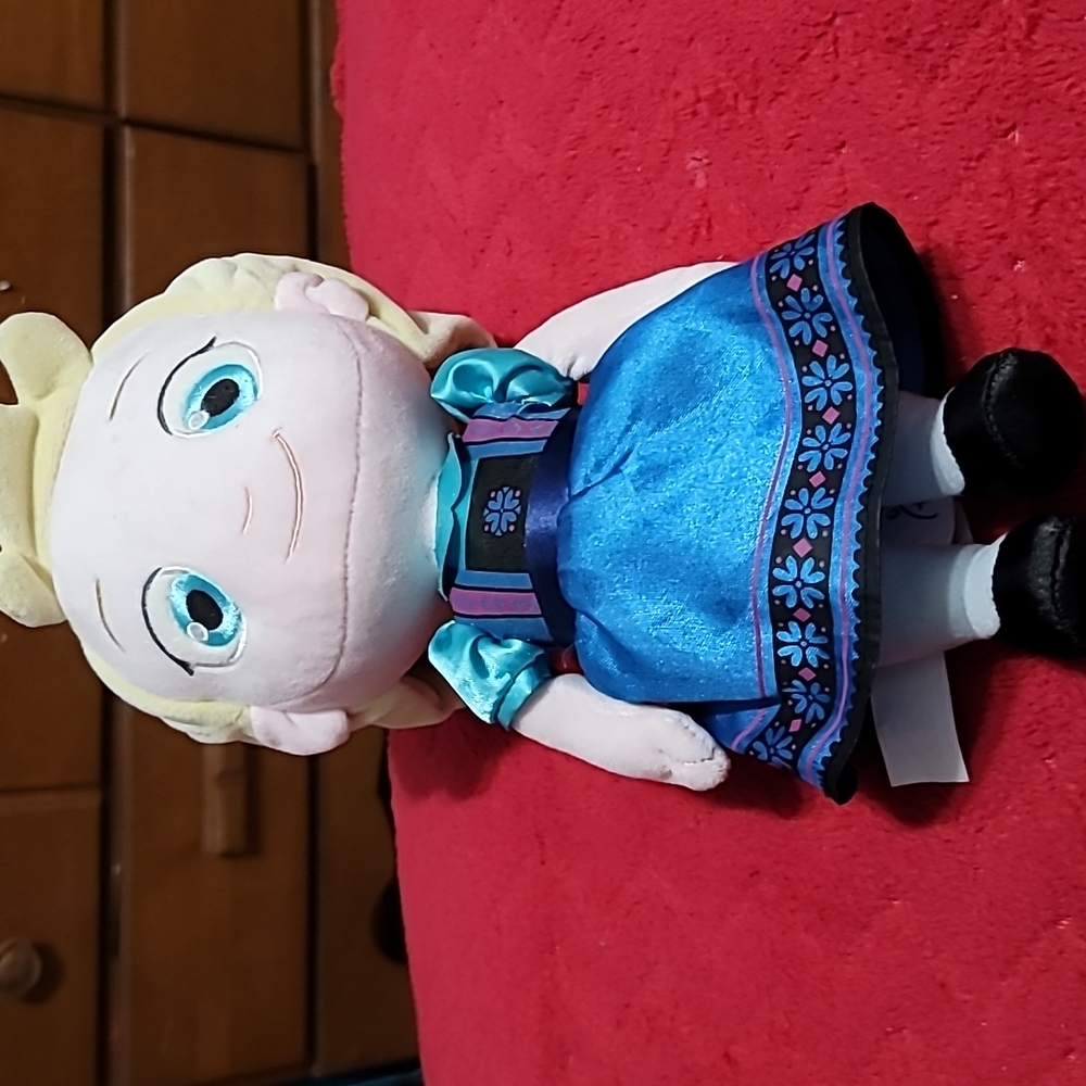 Disney Store Frozen Baby Elsa Doll 12" Plush Stuffed Soft Princess.